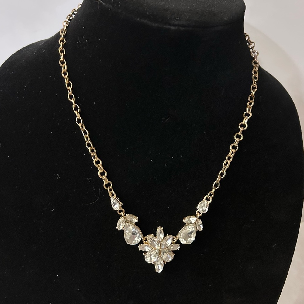 Anne Klein Elegant Gold and Clear Crystal Necklace